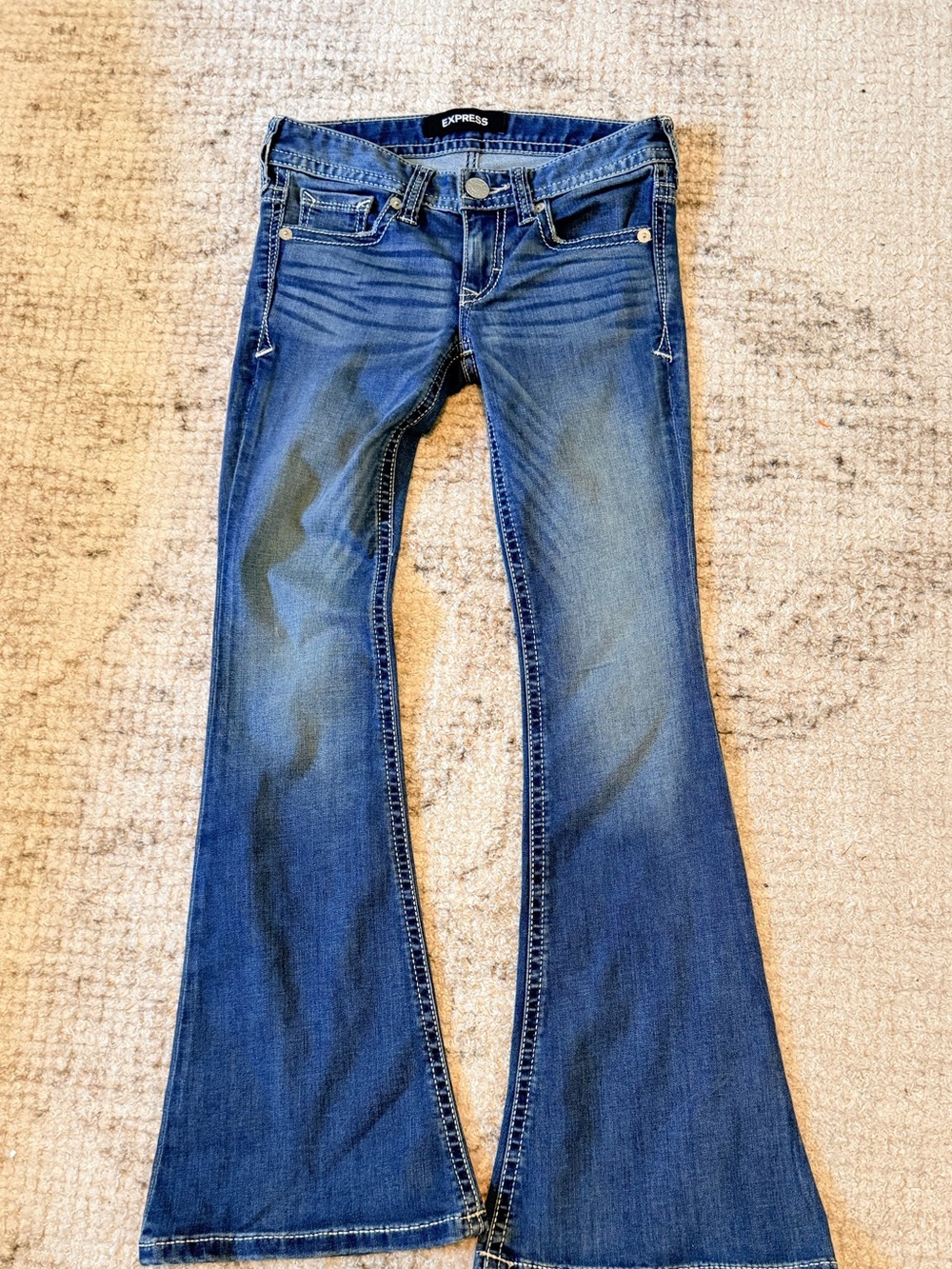 Y2K Express Women's Blue Flare Jeans - Washed Indigo